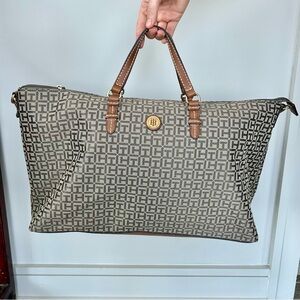 Tommy Hilfiger Brown Monogram Travel Bag